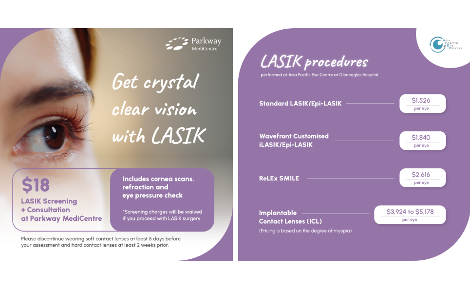 [Parkway MediCentre] $18 nett LASIK & ICL Screening with Eye Specialist Consultation